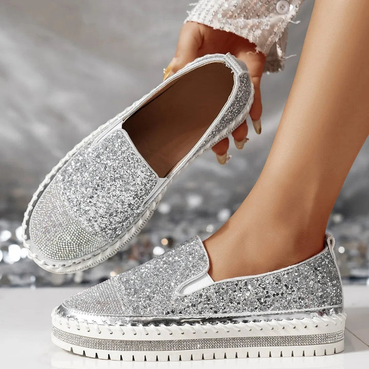 Lizka - Mocassins de Plataforma Com Purpurina e Strass