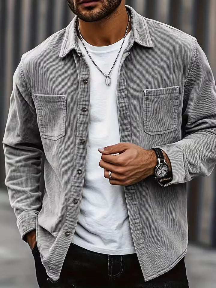 Niroshan - Camisa de Mangas Compridas em Veludo Cotelê