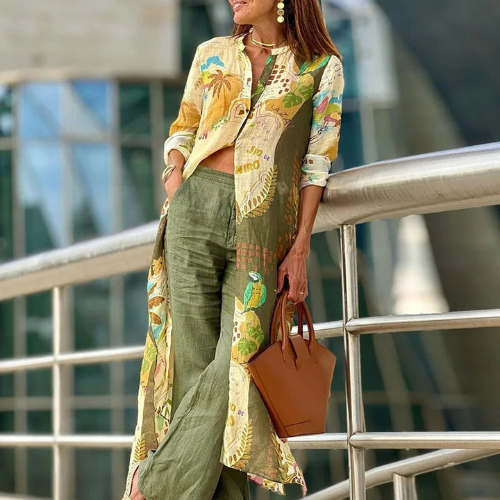 Gabija - Conjunto Elegante De Linho Para o Verão