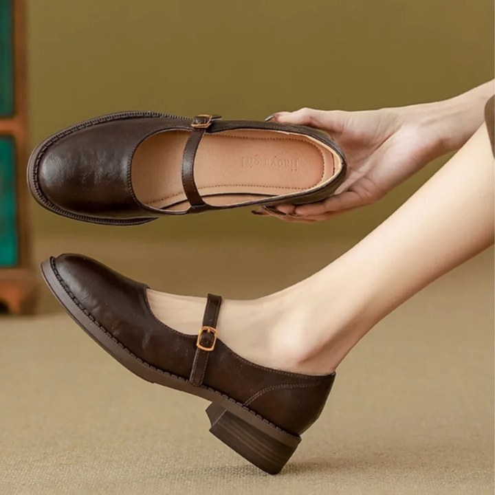 Donia - Sapatos De Couro Confortáveis Com Tira