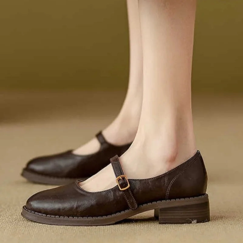 Donia - Sapatos De Couro Confortáveis Com Tira