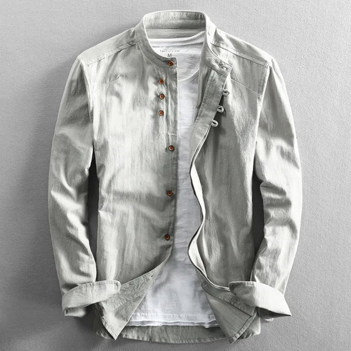 Hrvoje - Camisa Elegante Com Gola Mandarim