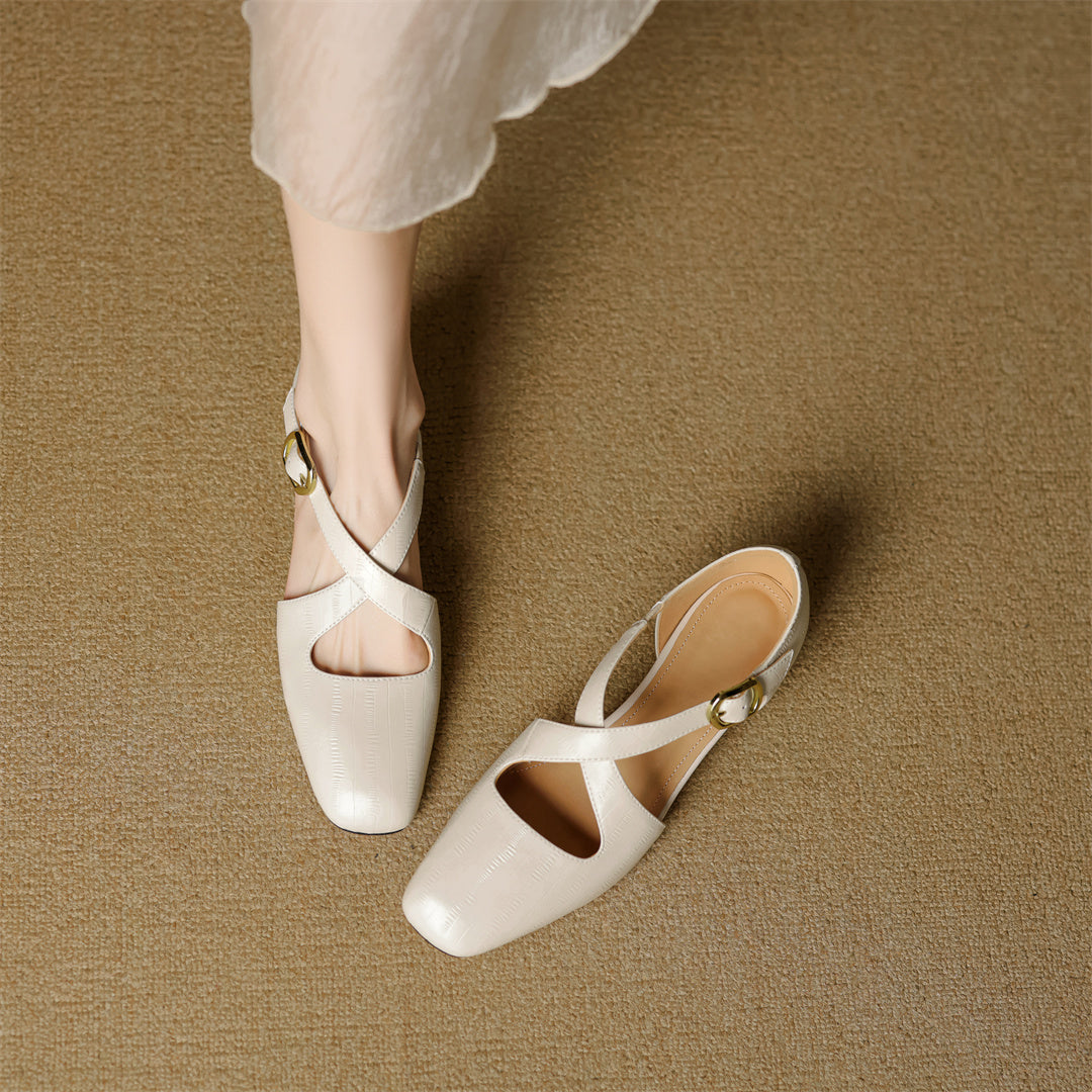 Malena - Sapatos De Couro Com Tiras Cruzadas