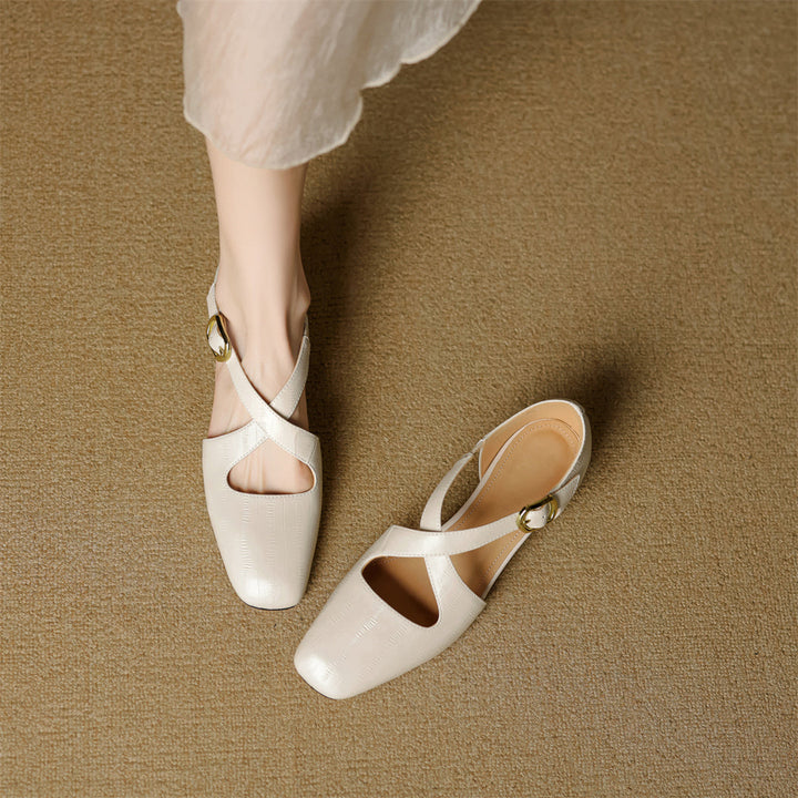 Malena - Sapatos De Couro Com Tiras Cruzadas