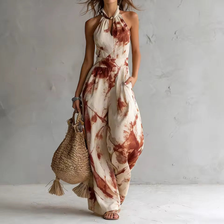 Symia - Macacão Com Estampado Artístico Elegante