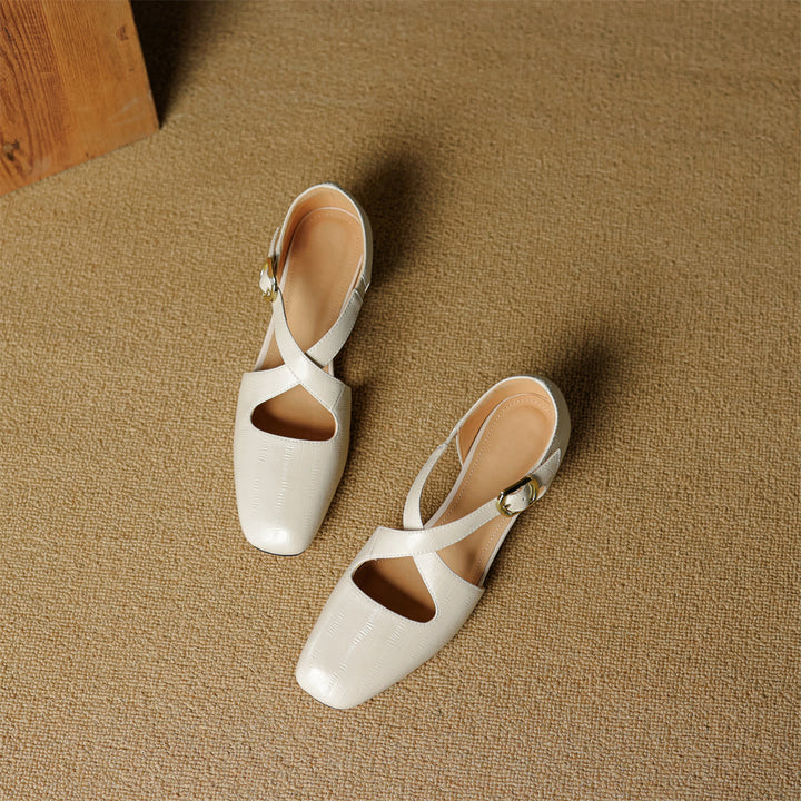 Malena - Sapatos De Couro Com Tiras Cruzadas