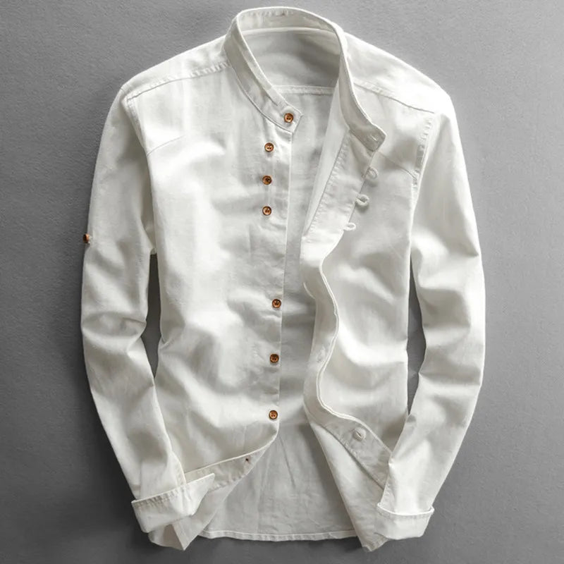 Hrvoje - Camisa Elegante Com Gola Mandarim
