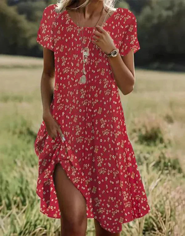 Giovana - Vestido Midi Elegante De Manga Curta