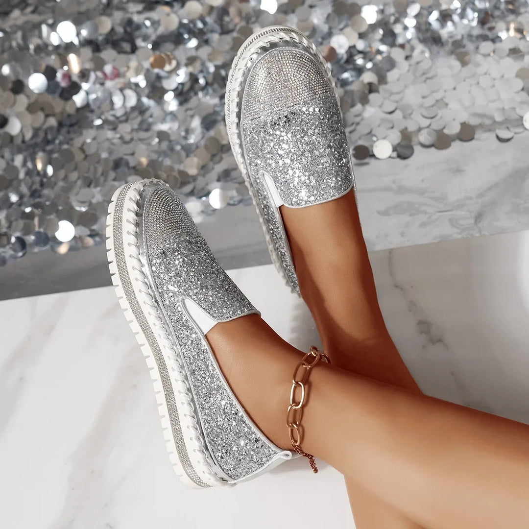 Lizka - Mocassins de Plataforma Com Purpurina e Strass