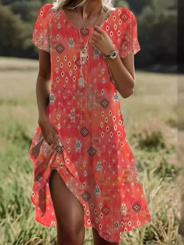Giovana - Vestido Midi Elegante De Manga Curta