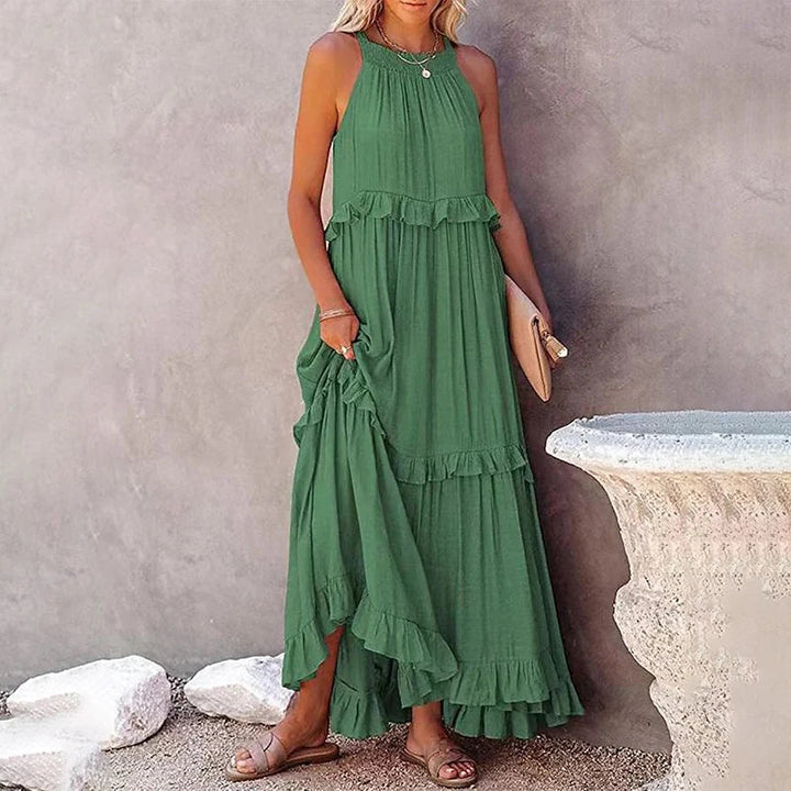 Munalisa - Vestido Maxi Com Folhos