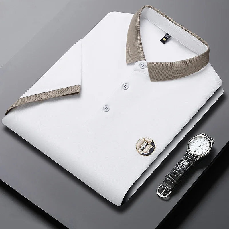 Angan - Camisa Polo Elegante em Dois Tons