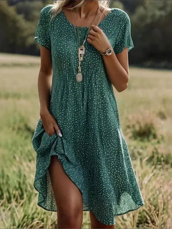 Giovana - Vestido Midi Elegante De Manga Curta