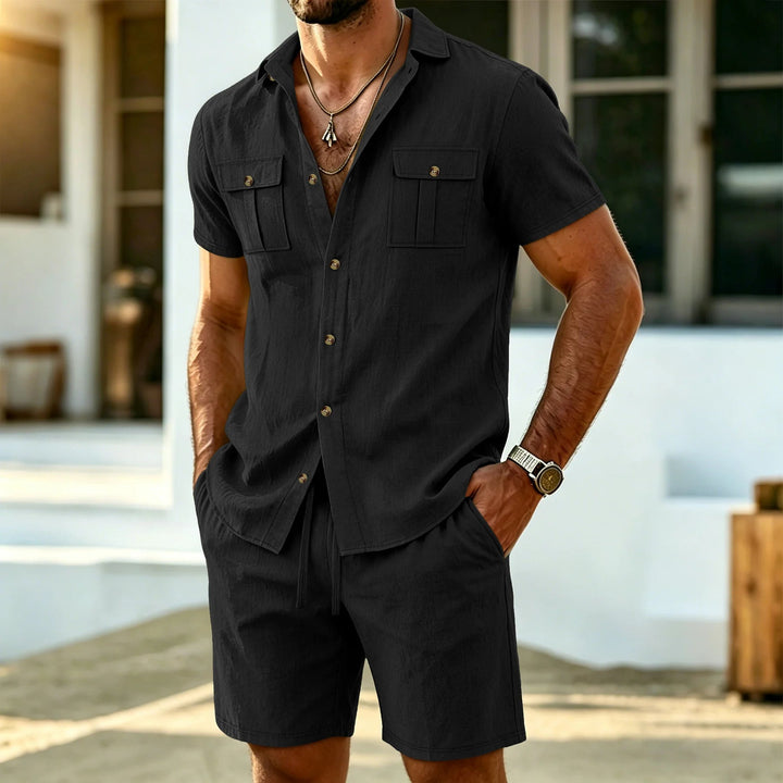 Jalo - Conjunto De Duas Peças Em Iinho De Estilo Casual