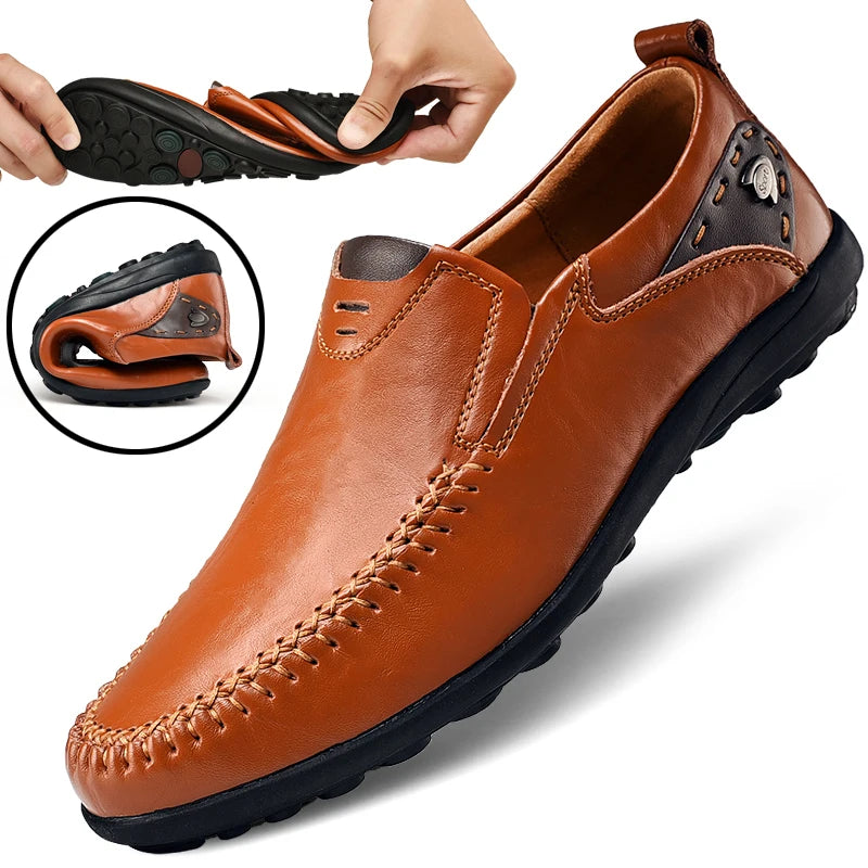 Shalav - Sapatos Casuais de Couro sem Atacadores