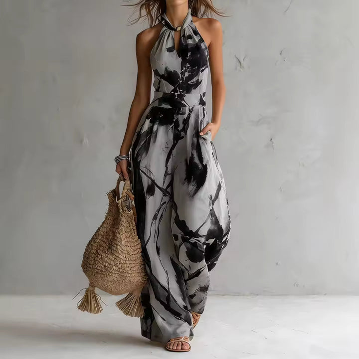 Symia - Macacão Com Estampado Artístico Elegante