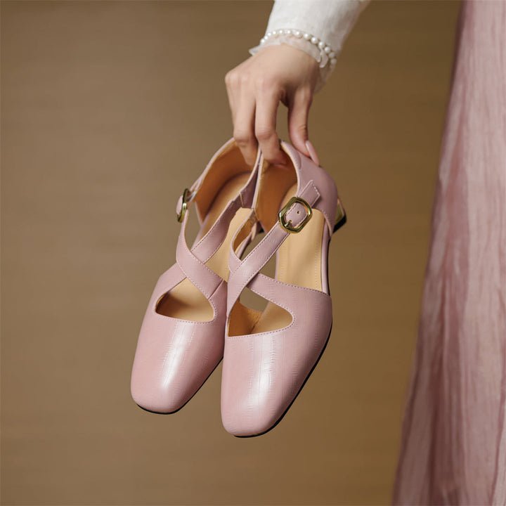Malena - Sapatos De Couro Com Tiras Cruzadas