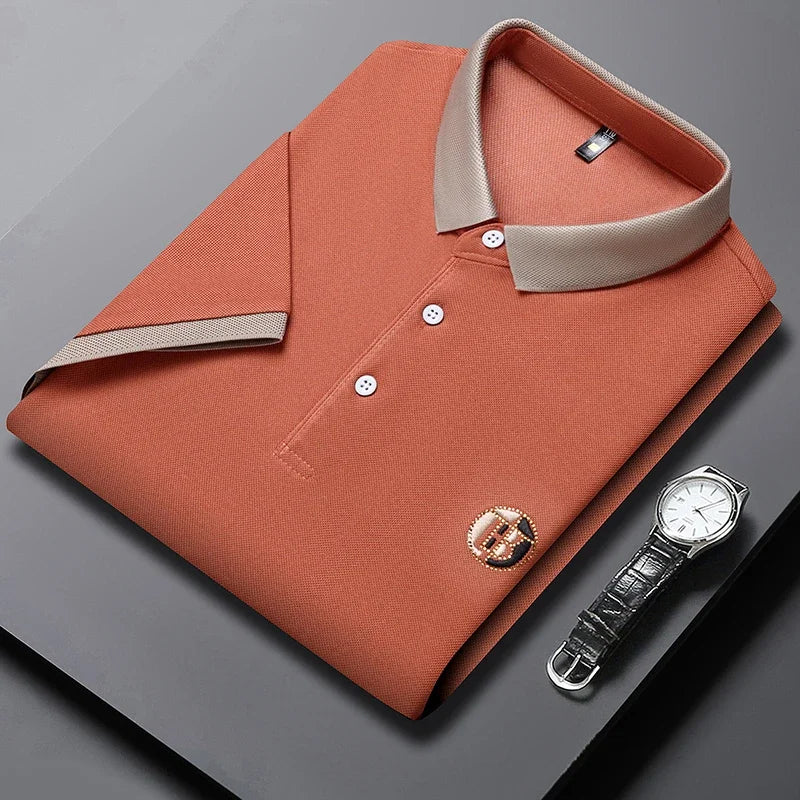 Angan - Camisa Polo Elegante em Dois Tons