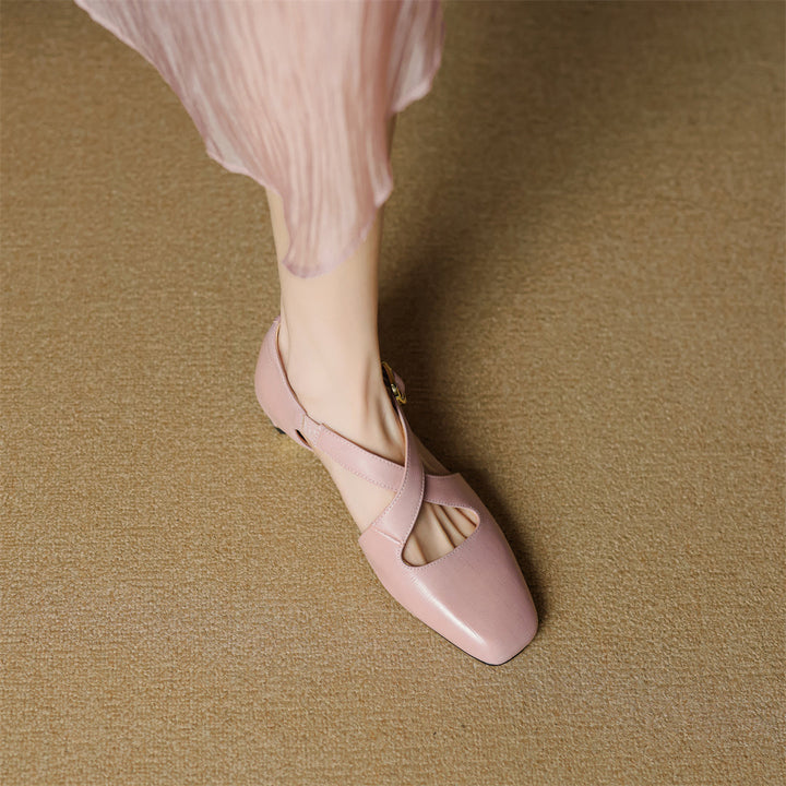 Malena - Sapatos De Couro Com Tiras Cruzadas
