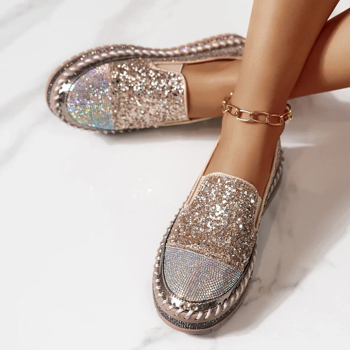 Lizka - Mocassins de Plataforma Com Purpurina e Strass