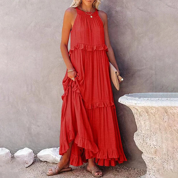 Munalisa - Vestido Maxi Com Folhos