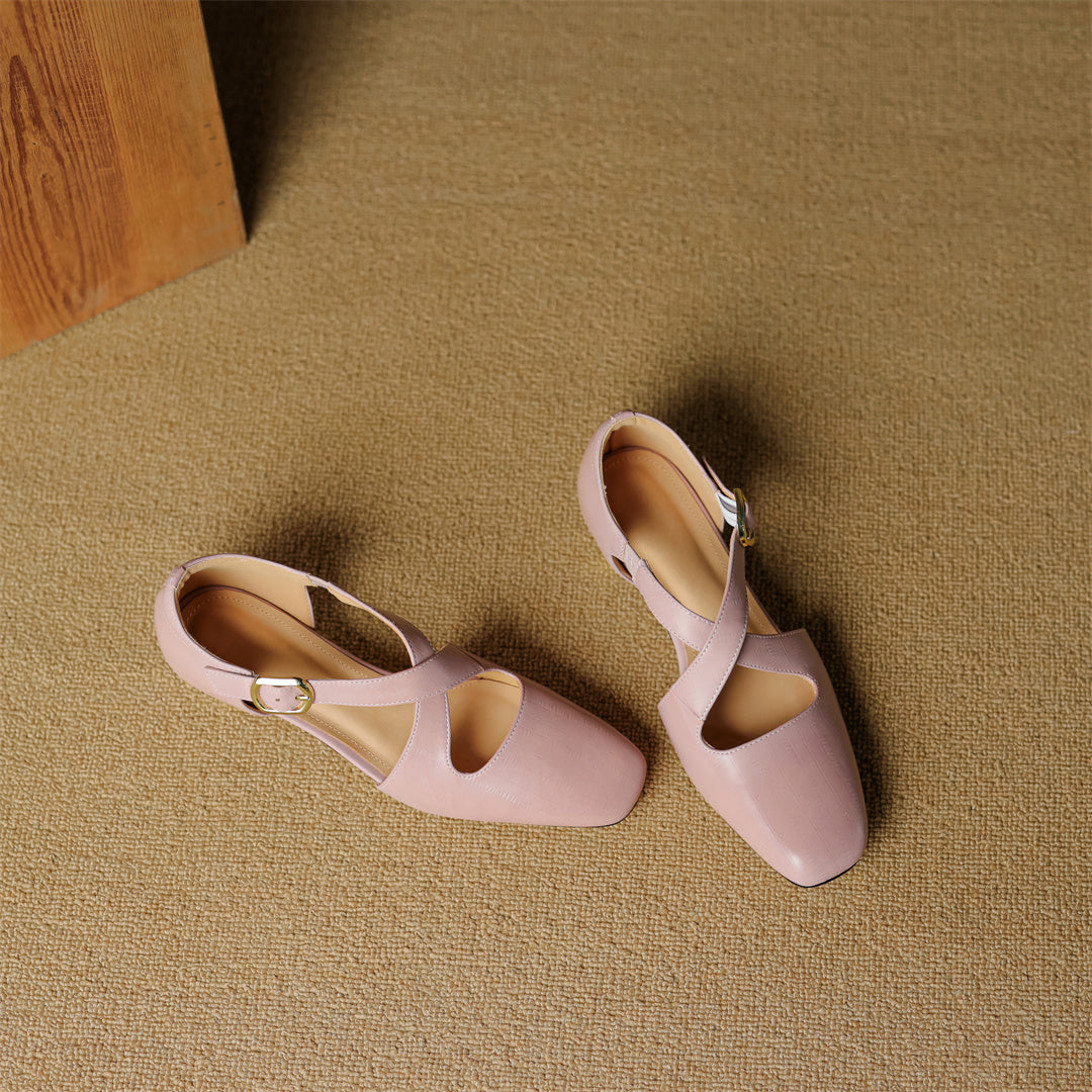 Malena - Sapatos De Couro Com Tiras Cruzadas
