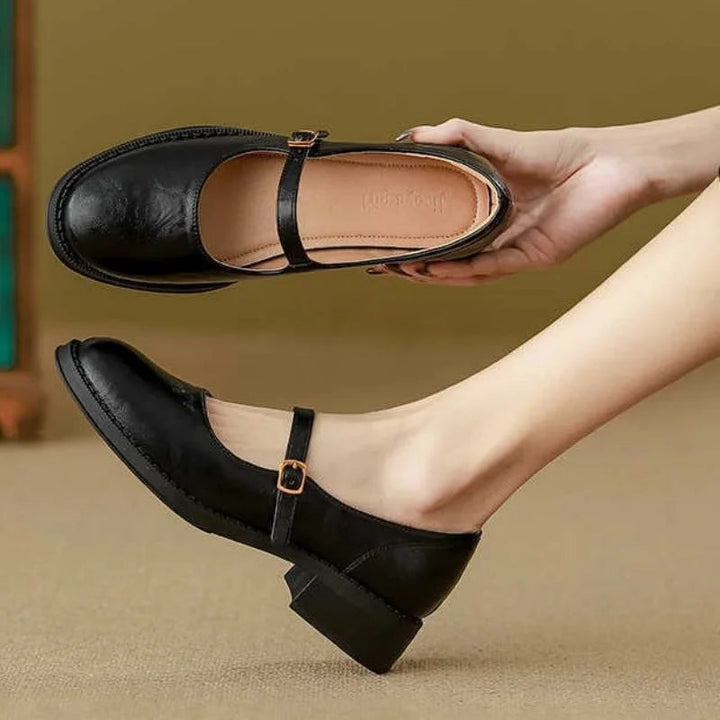 Donia - Sapatos De Couro Confortáveis Com Tira