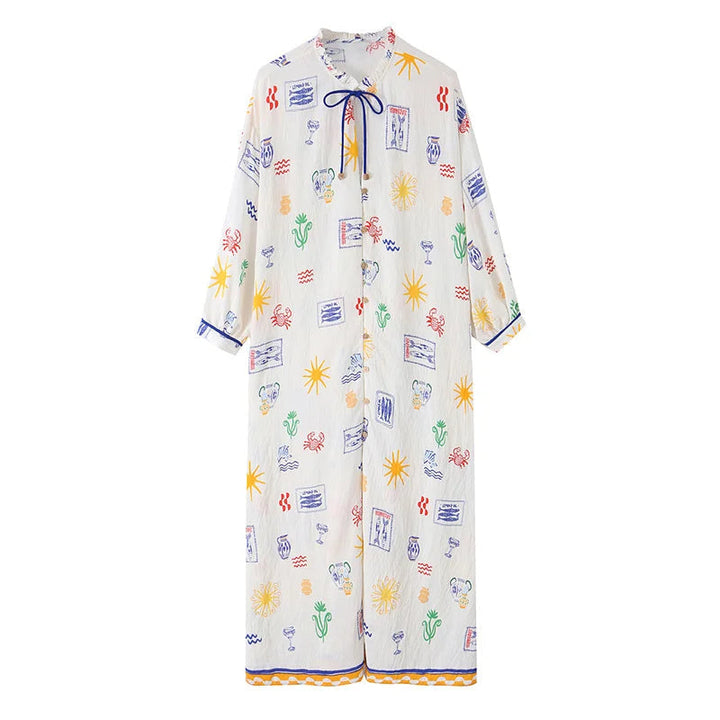 Maris - Vestido Longo Com Estampado E Mangas