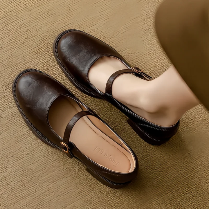 Donia - Sapatos De Couro Confortáveis Com Tira