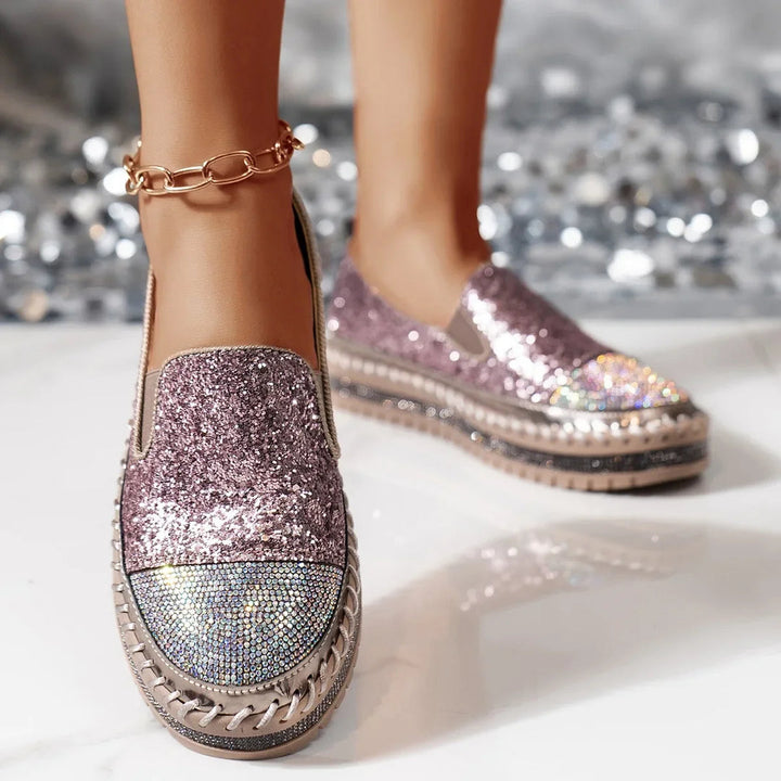 Lizka - Mocassins de Plataforma Com Purpurina e Strass