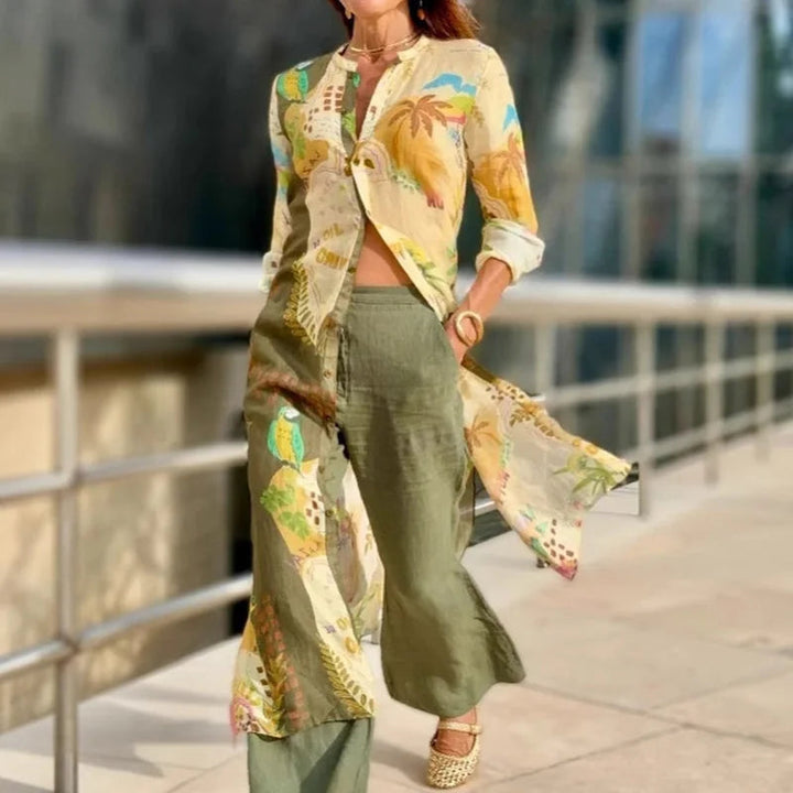 Gabija - Conjunto Elegante De Linho Para o Verão