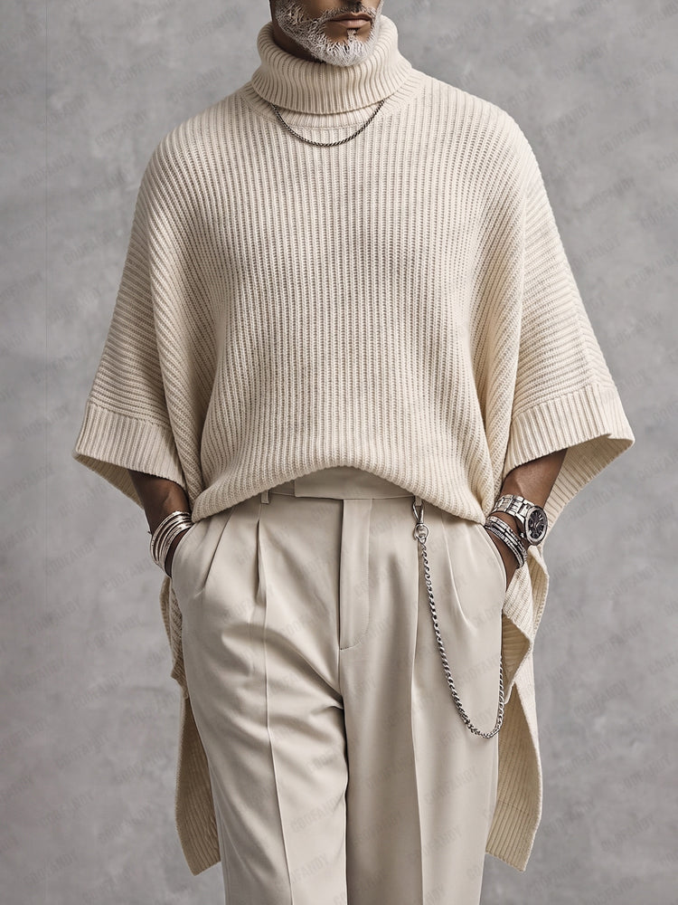 Joash - Pull Poncho À Col Roulé Oversize À Côtes