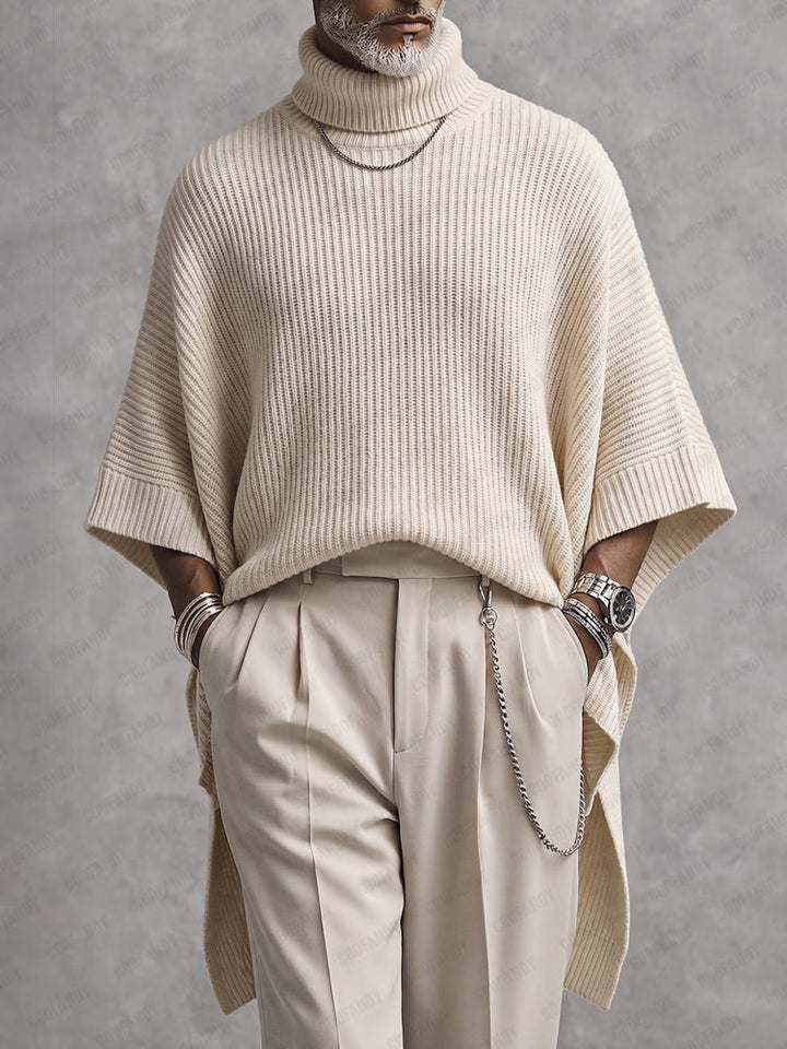 Joash - Pull Poncho À Col Roulé Oversize À Côtes