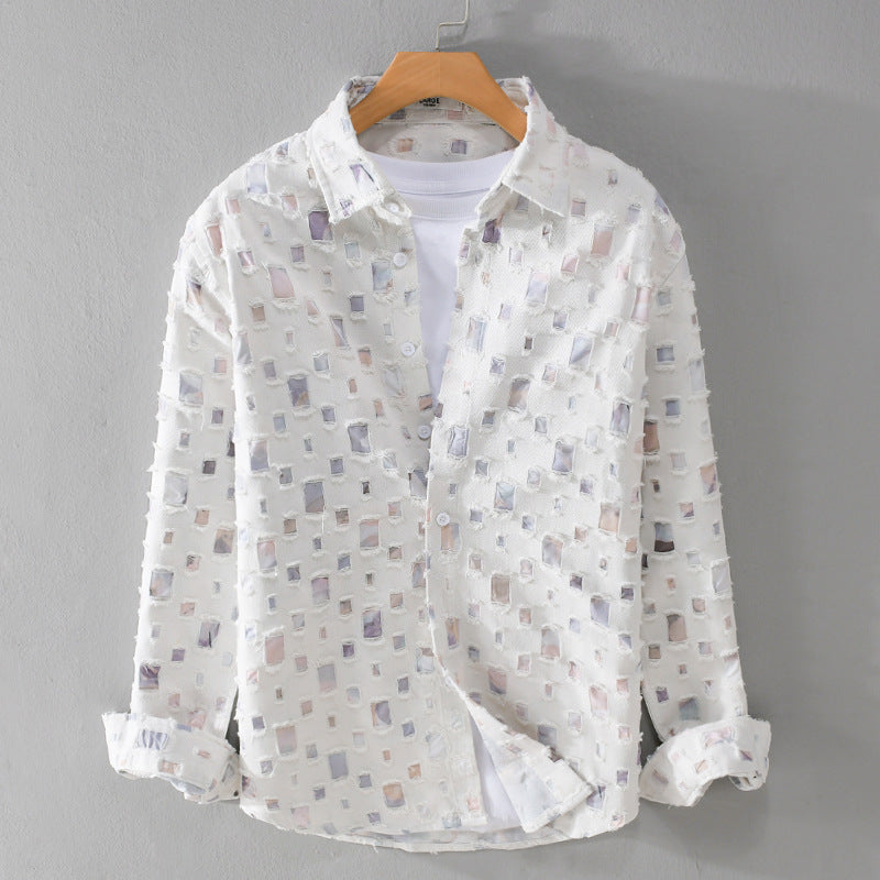 Lipsey - Camisa de Manga Comprida Com Botões e Padrão Quadrado Texturado