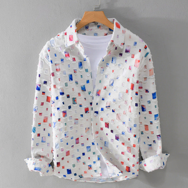 Lipsey - Camisa de Manga Comprida Com Botões e Padrão Quadrado Texturado