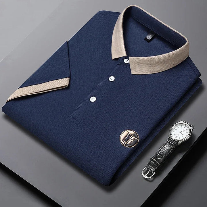 Angan - Camisa Polo Elegante em Dois Tons