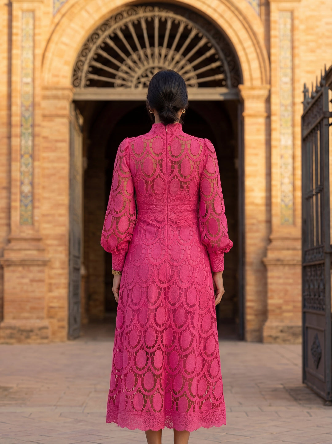 Maelle - Vestido Elegante De Manga Comprida Em Renda