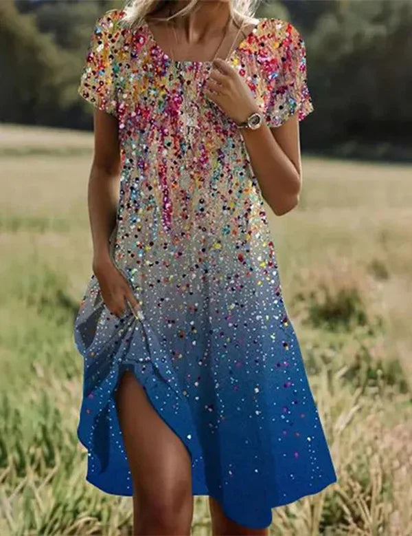 Giovana - Vestido Midi Elegante De Manga Curta