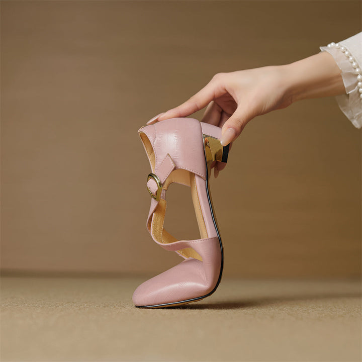 Malena - Sapatos De Couro Com Tiras Cruzadas
