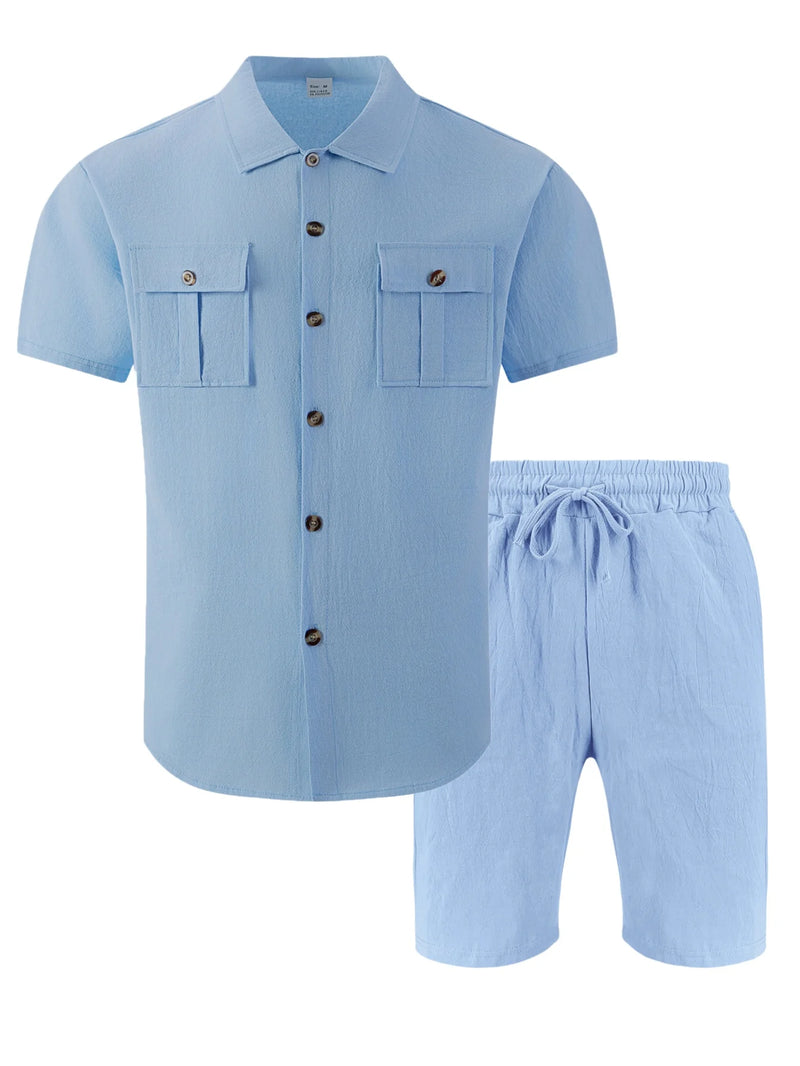 Jalo - Conjunto De Duas Peças Em Iinho De Estilo Casual