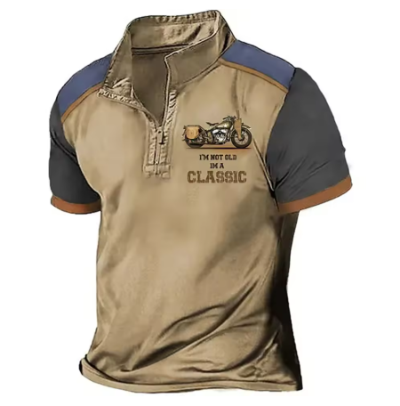 Scholte - Camiseta Polo Clássica de Motociclista Com Meio Fecho