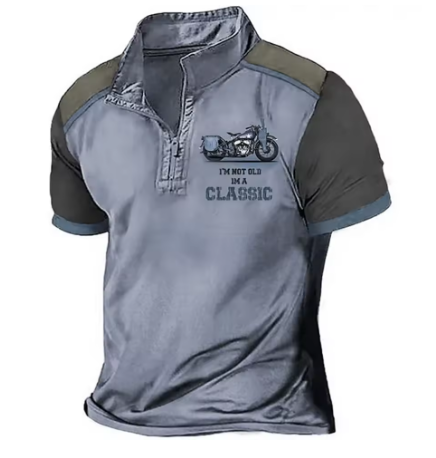 Scholte - Camiseta Polo Clássica de Motociclista Com Meio Fecho