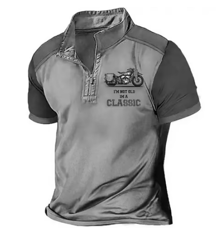 Scholte - Camiseta Polo Clássica de Motociclista Com Meio Fecho