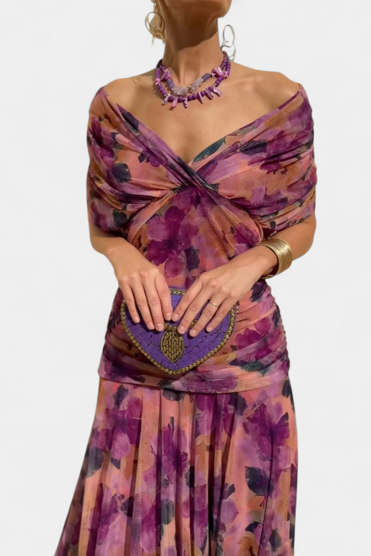Lordanka - Vestido Comprido Com Decote Em V e Padrão Floral