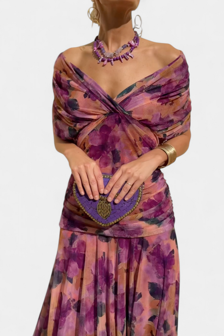 Lordanka - Vestido Comprido Com Decote Em V e Padrão Floral