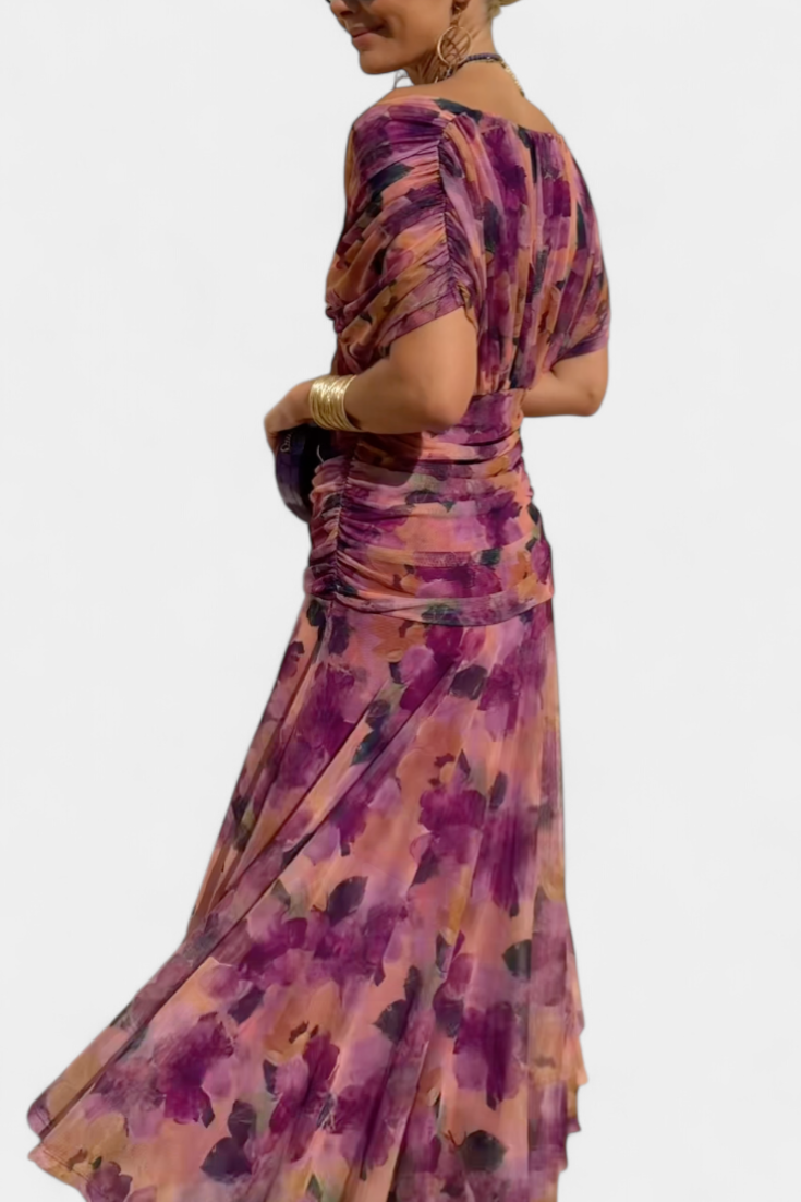 Lordanka - Vestido Comprido Com Decote Em V e Padrão Floral