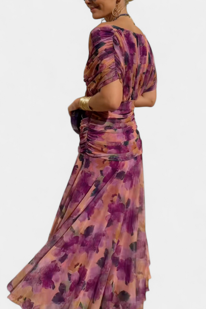Lordanka - Vestido Comprido Com Decote Em V e Padrão Floral