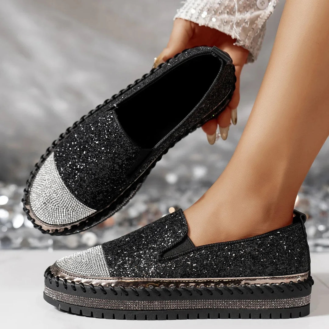 Lizka - Mocassins de Plataforma Com Purpurina e Strass