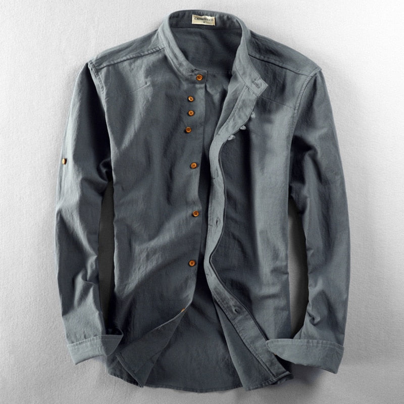 Hrvoje - Camisa Elegante Com Gola Mandarim