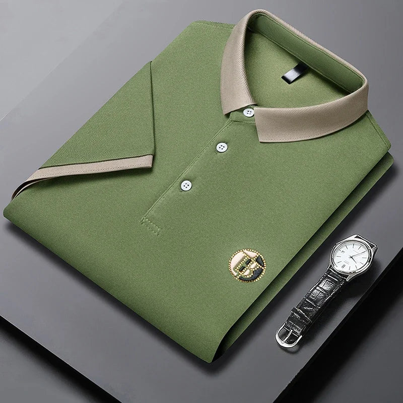 Angan - Camisa Polo Elegante em Dois Tons